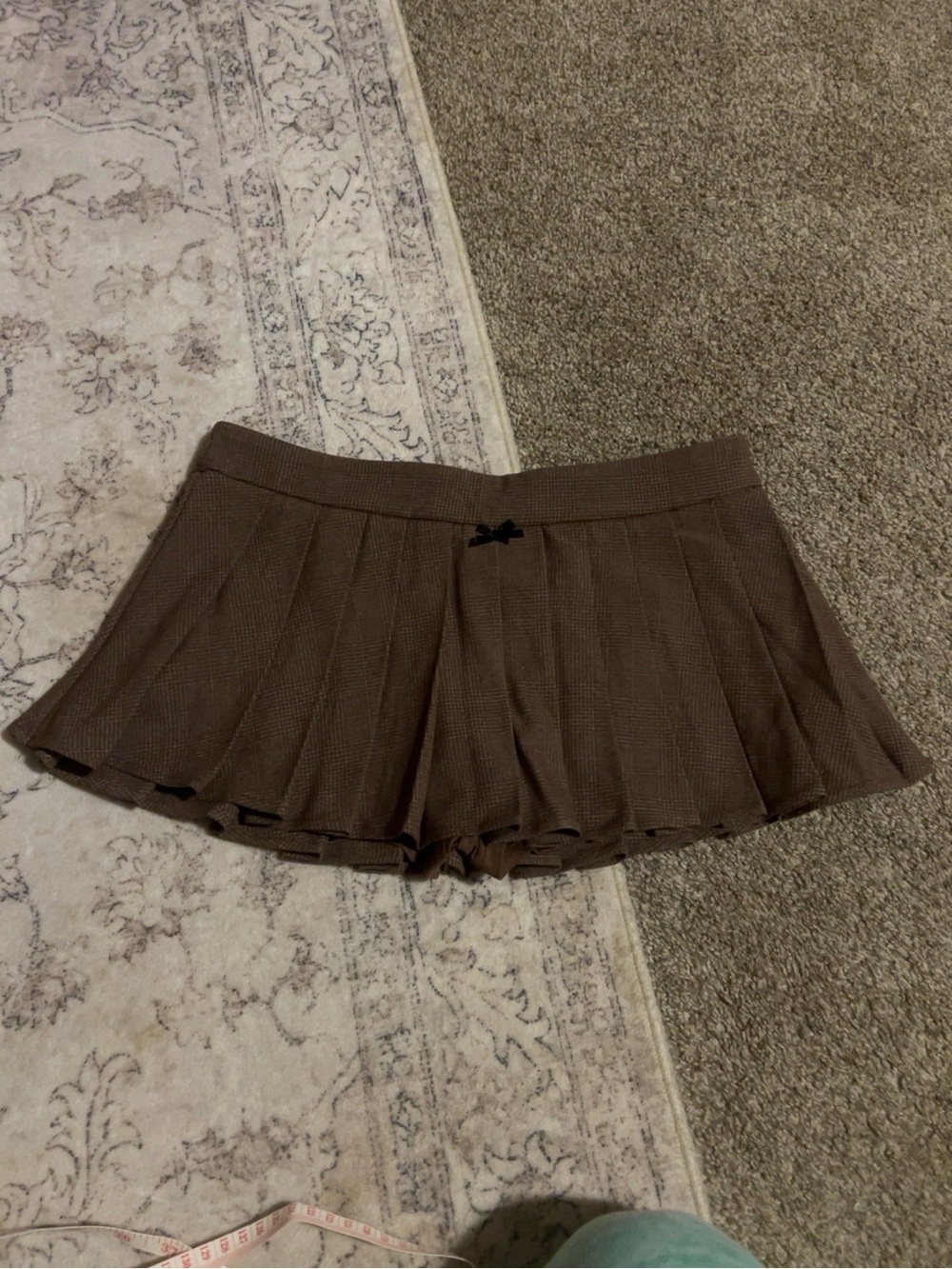 Edikted Brown Plaid Pleated Micro Skort with Built-In Shorts Coquette Preppy